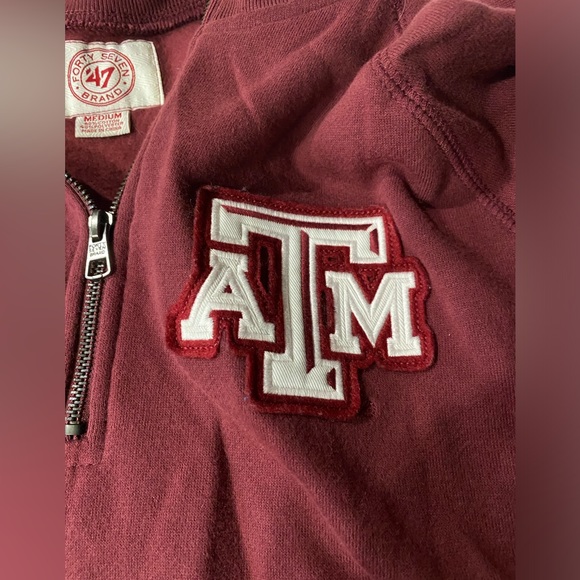 47 Brand Mens Texas A&M Medium Half Zip Pullover Sweater - Picture 4 of 4